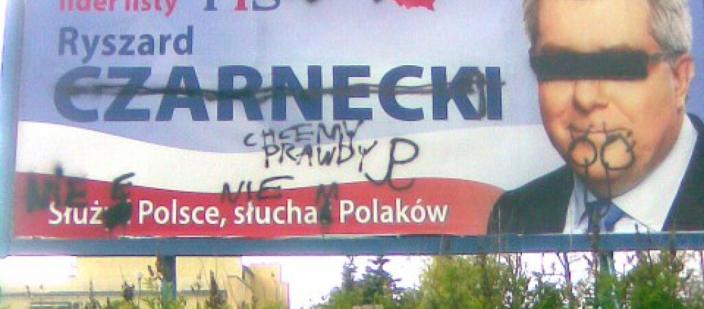 Kaczory: ktoś zniszczył bilboard wyborczy kandydata do Europarlamentu