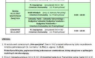 Komunikacja specjalna na Wszystkich świętych