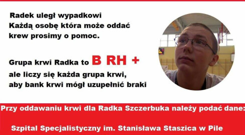 Potrzebna krew dla Radka - studenta PWSZ - grafika