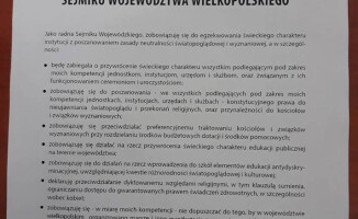 Zieloni w sejmiku chcą zabiegać o świeckość urzędu