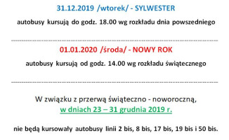 We wtorek autobusy będą kursować tylko do godz. 18.00 