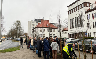 Posadzili graby przed budynkiem starostwa 