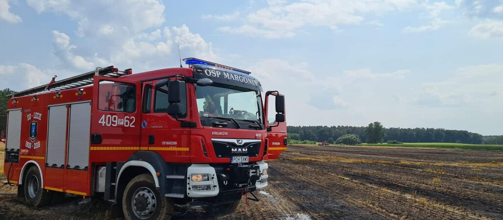 Pożar zboża w Margoninie